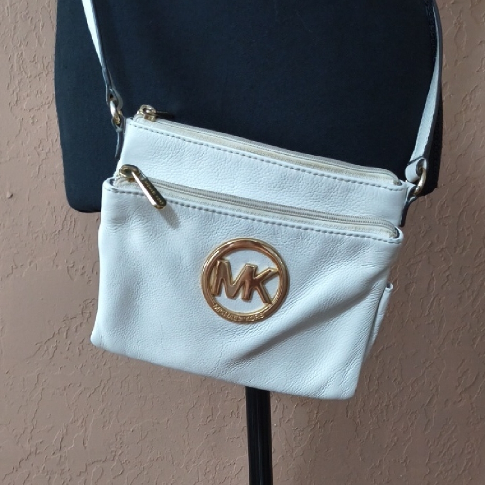Michael Kors Fulton Cream Crossbody Bag with Gold Logo